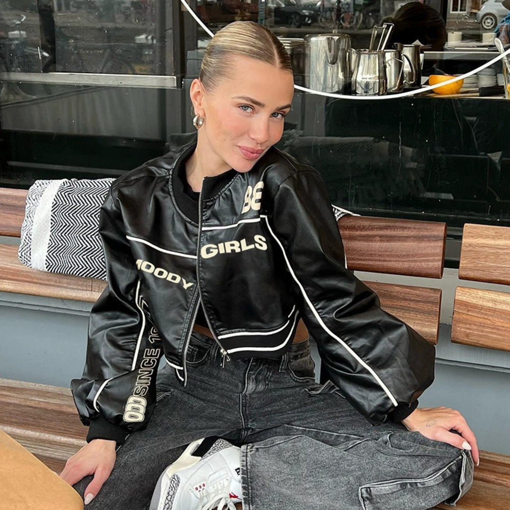 ZARA Edgy Motorcycle Punk Zip Up Crop Jacket High Waist Slim Fit